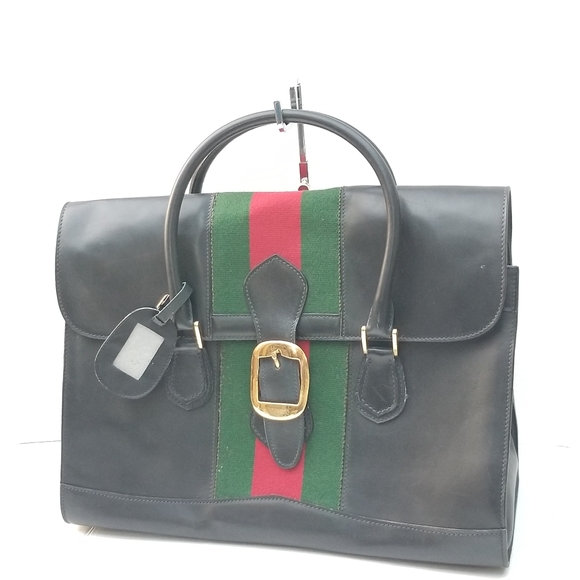 Auth Vintage Gucci Web Rare UNISEX Boston Carryall weekender mini luggage XL bag - Picture 11 of 16